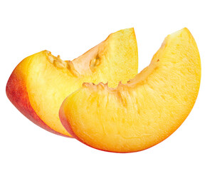 peach slices on transparent background.