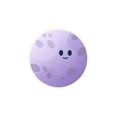 Cute Mercury planet character. Cartoon planet of Solar system. Funny space object. Vector illustration