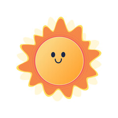 Cartoon Sun character. Star of the Solar system. Cute space object. Vector illustration