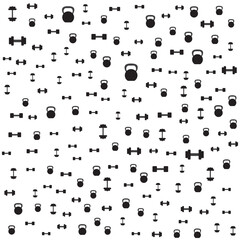 Minimalist Fitness Equipment Icons Seamless Pattern for Gym Background and Sports Design