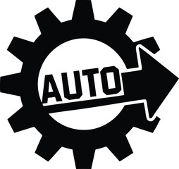 Simple black automation gear silhouette design indicating artificial intelligence and future tech