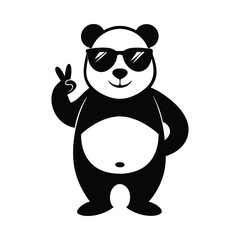 panda bear with sunglasses icon isolated on white background