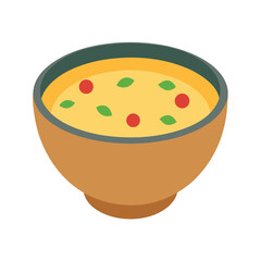 Baked potato soup topped with cheese and chives Vector illustration