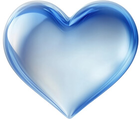 Stunning Blue Glass Heart Design Perfect for Love Branding, transparent background