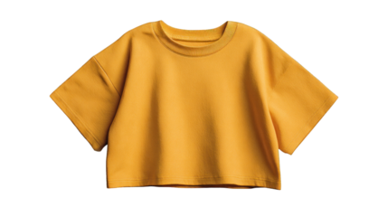 lemon yellow boxy crop tee with sharp edges and clean flat design isolated mockup on transparent background 