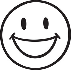 Simple Happy Face A Joyful Black and White Smiley Illustration