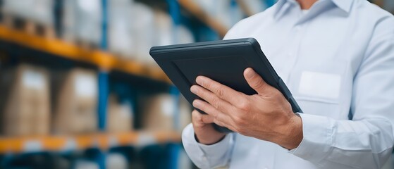 Automated logistics system with barcode scanners tablets and digital transformation in a warehouse environment