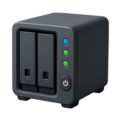 Fototapeta premium Compact NAS storage device with dual bays and indicator lights for status