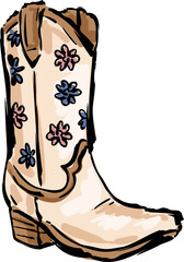 Retro Cowgirl boots. Cowboy western and wild west