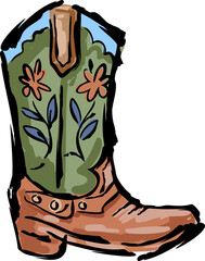 Retro Cowgirl boots. Cowboy western and wild west