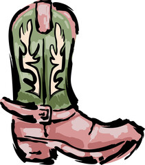 Retro Cowgirl boots. Cowboy western and wild west