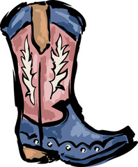 Retro Cowgirl boots. Cowboy western and wild west