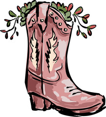 Retro Cowgirl boots. Cowboy western and wild west