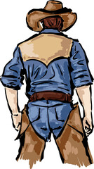 Wild west cowboy and cow girl illustration elements