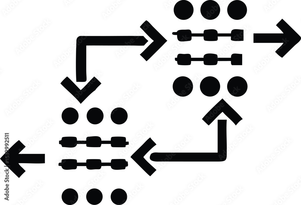 Aufkleber Abstract ai neural network data flow pattern comprising minimalist arrow shapes