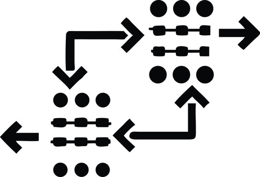 Abstract ai neural network data flow pattern comprising minimalist arrow shapes