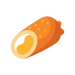 Chicken egg roll sliced to show tasty filling Vector illustration