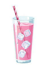 Pink Sweet Drink Ice - Vector Illustration
