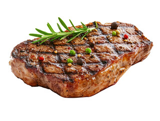 grilled steak on white background.