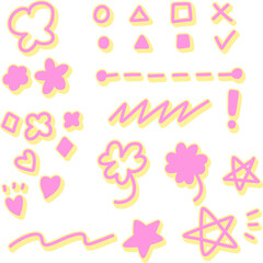 set of pink icons