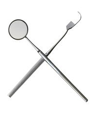 Dental instruments arranged artistically, showcasing precision and care in oral healthcare. Isolated on transparent white background, png