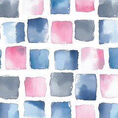Watercolor tile pattern in shades of pink, blue, and gray