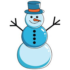 Cute snowman with carrot nose vector isolated white background