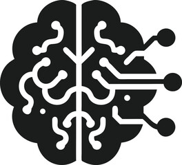 Stylized black silhouette depicting an artificial intelligence brain vector design