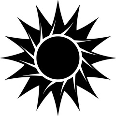 A bold, spiky sun symbol in black and white, offering an edgy yet timeless design.