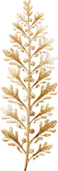 Golden Botanical Branch Watercolor Illustration Design Element, transparent background