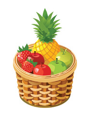 Healthy Mixed Summer Fruit Selection - Vector Illustration