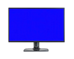 Computer monitor blue screen display technology isolated object error digital modern blank frustration problem