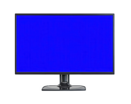 Computer monitor blue screen display technology isolated object error digital modern blank frustration problem