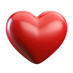 3d realistic red heart shape isolated on transparent background