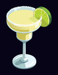 Green Cocktail Lime Refreshing Drink - Vector Illustration