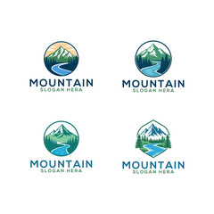 Mountain silhouette logo vector line art logo design

