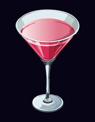 Pink Martini Cocktail Elegant Drink - Vector Illustration
