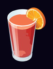 Citrus Fruit Drink Refreshing Glass - Vector Illustration