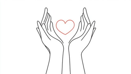 Fototapeta premium Two hands gently cradling a heart shape, minimalist style