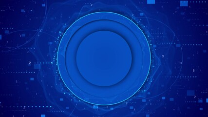 Abstract futuristic blue and yellow circle interface background Futuristic cyberspace with dashboard elements HUD. 3D Earth Globe hologram Cyber laser room and pedestal for casino winner presentation - Powered by Adobe