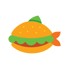 Fish sandwich with lettuce and crispy filet Vector illustration