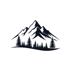 Mountain silhouette logo vector line art logo design
