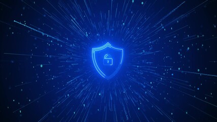 Cybersecurity padlock information digital age, for content solution, hacking protection security technology to data protection, cyber threats. Digital Cybersecurity Protection with Encrypted Data 3D - Powered by Adobe