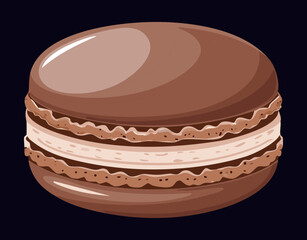 Simple Brown Macaron Sweet Treat - Vector Illustration