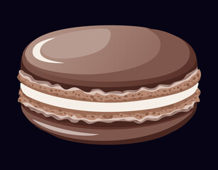 Classic Brown Macaron Sweet Delight - Vector Illustration