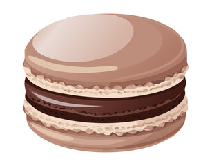 Rich Brown Macaron Sweet Dessert Treat - Vector Illustration