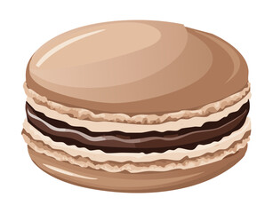 Classic Brown Macaron Sweet Dessert Treat - Vector Illustration