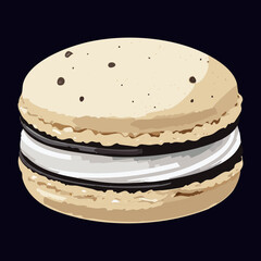 Chocolate Speckled Macaron Sweet Treat - Vector Illustration