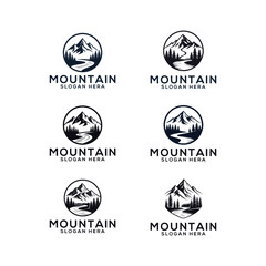 Mountain silhouette logo vector line art logo design
