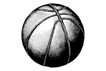 Vintage Engraved Basketball Illustration on Transparent Background